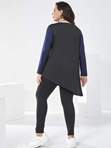 Mulvari Leggings con top de color combinado bajo asimétrico - Negro - Ver 2