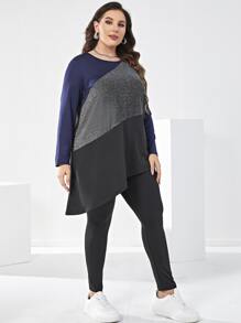 Mulvari Leggings con top de color combinado bajo asimétrico - Negro - Ver 5