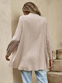 SHEIN Clasi Áo sơ mi nữ Nút phía trước màu trơn Giải trí - Màu Hồng baby - Xem 2