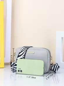 防水、輕盈、商務休閒迷你斑馬條紋圖案肩帶方形包適合青少年女孩女大學生、菜鳥和白領，非常適合辦公室、大學、工作、商務、通勤 - 灰色 - 查看 5
