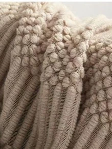 1pc Fringe Trim Throw Blanket - Khaki - View 4