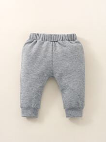 Newborn Baby Boy Cartoon Patched Joggers - Grey - View 2