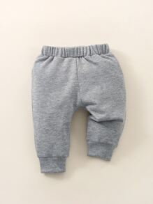 Newborn Baby Boy Cartoon Patched Joggers - Grey - View 4