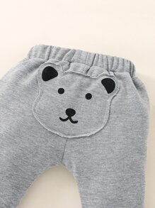 Newborn Baby Boy Cartoon Patched Joggers - Grey - View 7