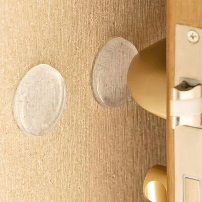 1pc Clear Door Stop, Simple Clear Silicone Round Shaped Door Stop Holder For Household