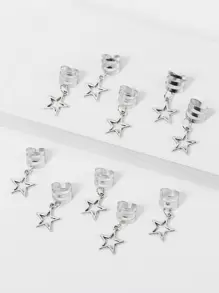 10pcs Star Shape Hair Clips, Metal Hair Accessories, Punk Style, Suitable For Summer, Beach, Festivals, Party, Braids