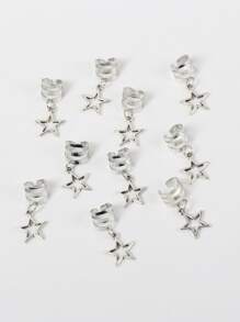 10pcs Star Shape Hair Clips, Metal Hair Accessories, Punk Style, Suitable For Summer, Beach, Festivals, Party, Braids