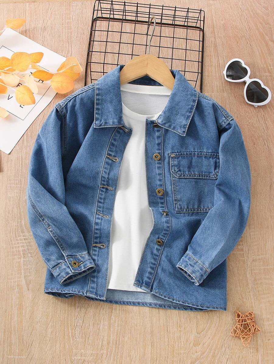 Garçon 1 pièce Chemise en jean poche à rabat