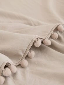 Pom Pom Decor Duvet Cover Without Filler - Camel - View 4