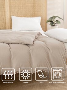 Pom Pom Decor Duvet Cover Without Filler - Camel - View 5