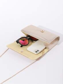 迷你翻蓋鏈條方包 - 香檳色 - 查看 4