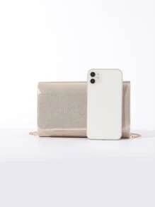 迷你翻蓋鏈條方包 - 香檳色 - 查看 5