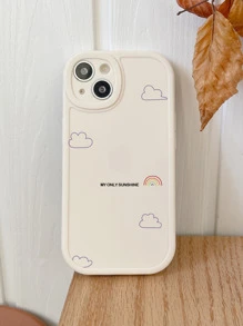 Apple 1pc Cloud Painted White Phone Case With "My Only Sunshine" Text, Compatible With Iphone, Galaxy, IPhone 11, IPhone 13, IPhone 15 Pro Max, S24, S24 Ultra, IPhone 16, IPhone 16 Pro Max, IPhone 16 Pro, IPhone 16 Plus - Beige - View 3