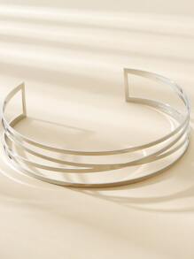 Solid Minimalist Layered Choker With Lobster Clasp