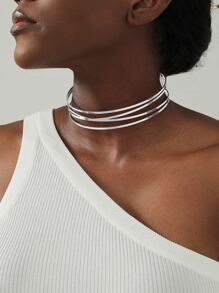 Solid Minimalist Layered Choker With Lobster Clasp
