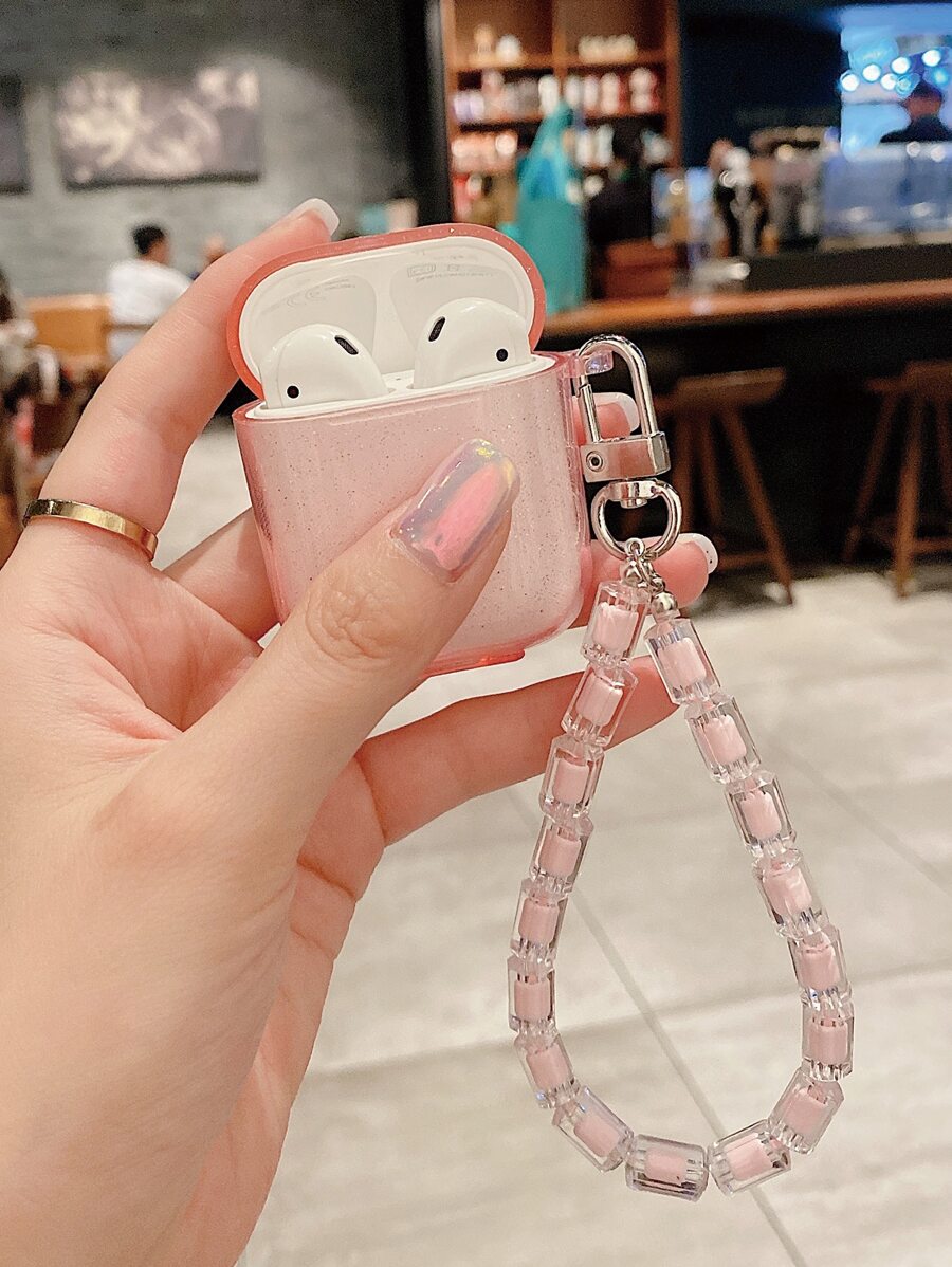 Hộp đựng tai nghe trong suốt chắc chắn có dây buộc - Hồng - Xem 1