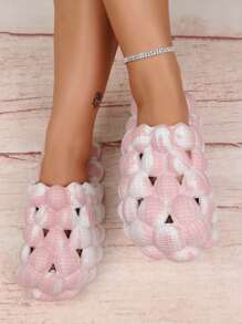 pueenb Zuecos de dos tonos con abertura - Rosa - Ver 4