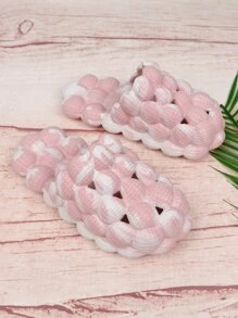 pueenb Zuecos de dos tonos con abertura - Rosa - Ver 8