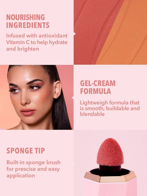 SHEGLAM Color Bloom Dayglow Liquid Blush Shimmer FinishRisky Business