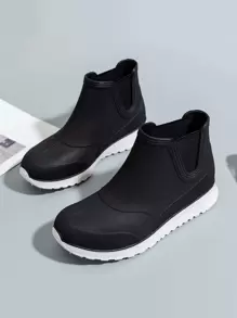 Minimalist Slip-On Rain Boots - Black - View 1