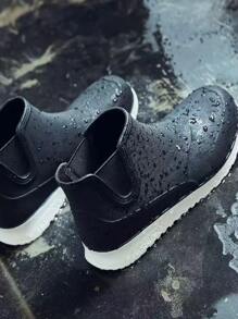 Minimalist Slip-On Rain Boots - Black - View 2