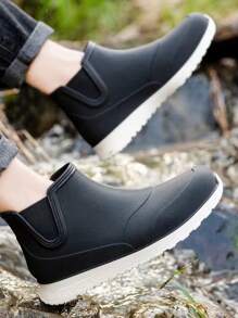 Minimalist Slip-On Rain Boots - Black - View 3