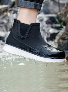 Minimalist Slip-On Rain Boots - Black - View 4