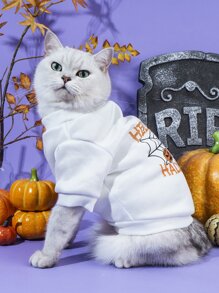 Halloween Skeleton Print Pet Sweatshirt - Multicolor - View 2