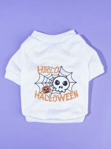 Halloween Skeleton Print Pet Sweatshirt - Multicolor - View 5