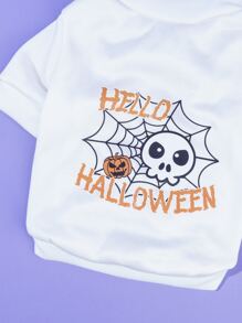 Halloween Skeleton Print Pet Sweatshirt - Multicolor - View 6