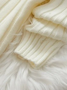 寶寶女孩高領紋織羊毛衣