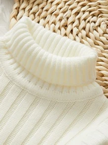 寶寶女孩高領紋織羊毛衣