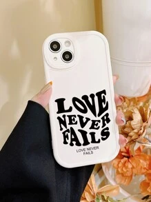 LOVE NEVER FALLS Creative English Quote Phone Case Compatible With Samsung And Apple - Beige - View 2