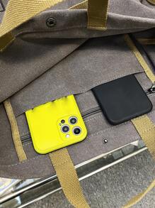 標語圖案帆布購物袋 - 軍綠色 - 查看 6