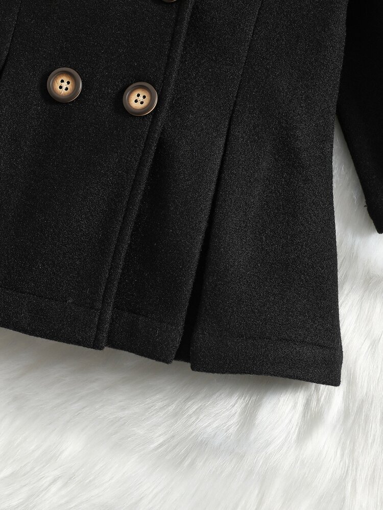 כפתרה כפולה פשוט קז'ואל מעילים לתינוקות - שחור - ראה 5