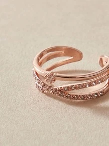 Andkiss 水鑽裝飾多層開口戒指 - 玫瑰金 - 查看 2