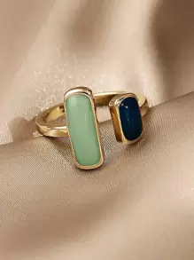 Andkiss Rectangle Decor Cuff Ring - Multicolor - View 4