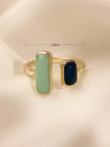 Andkiss Rectangle Decor Cuff Ring - Multicolor - View 3