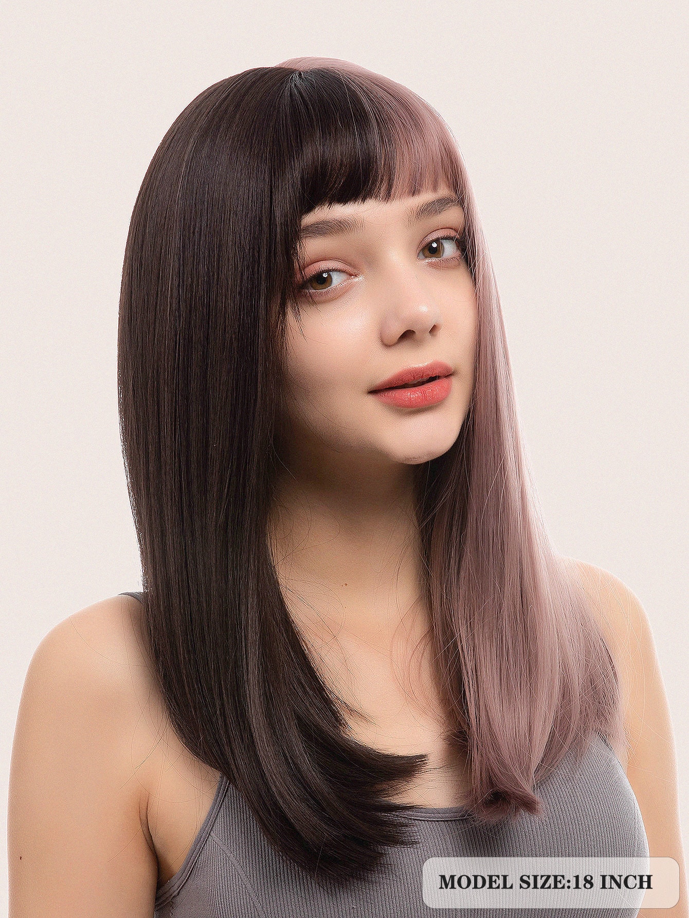 Miniatura 7 de Peluca sintética medio recto con tupe Multicolor