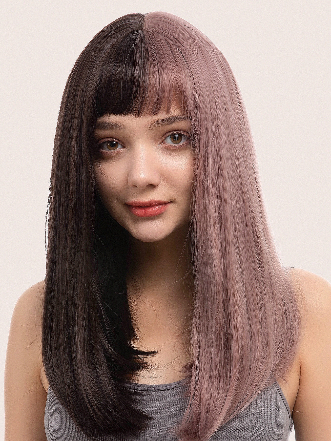 Miniatura 8 de Peluca sintética medio recto con tupe Multicolor