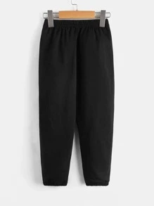 SHEIN Young Boy Letter Pattern Drawstring Closure Elastic Cuff Casual Comfortable Joggers - Black - View 2