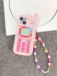 Baby Pink Pink Funny Phone Design Phone Case With Lanyard - Multicolor - View 2