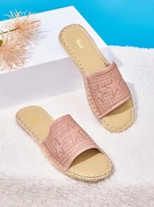 Star Embroidery Slide Sandals - Dusty Pink - View 1