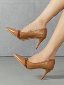 Two Tone Point Toe Stiletto Heeled Court Pumps