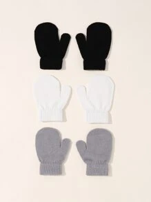 A Set Of Three Pairs Of Anti-Scratch Gloves For Newborns. Warm Knitted Gloves Suitable For Autumn And Winter, And Suitable For Both Baby Boys And Baby Girls. They Can Be Worn By Toddlers Aged 0-3 Years.Christmas/Thanksgiving Gifts - Multicolor - View 1
