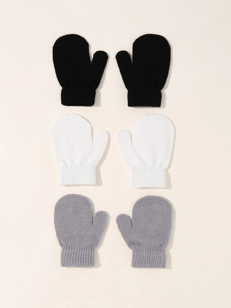 A Set Of Three Pairs Of Anti-Scratch Gloves For Newborns. Warm Knitted Gloves Suitable For Autumn And Winter, And Suitable For Both Baby Boys And Baby Girls. They Can Be Worn By Toddlers Aged 0-3 Years.Christmas/Thanksgiving Gifts - Multicolor - View 1
