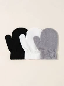 A Set Of Three Pairs Of Anti-Scratch Gloves For Newborns. Warm Knitted Gloves Suitable For Autumn And Winter, And Suitable For Both Baby Boys And Baby Girls. They Can Be Worn By Toddlers Aged 0-3 Years.Christmas/Thanksgiving Gifts - Multicolor - View 3