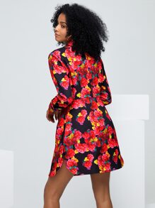 RAGLESS Floral Print Single Breasted Blazer Dress - Multicolor - View 2