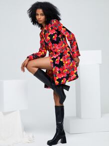 RAGLESS Floral Print Single Breasted Blazer Dress - Multicolor - View 5