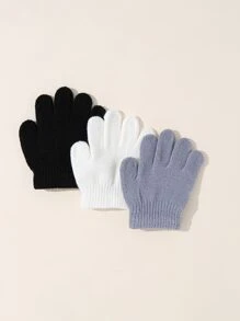 3pairs Baby Solid Knit Gloves - Multicolor - View 2